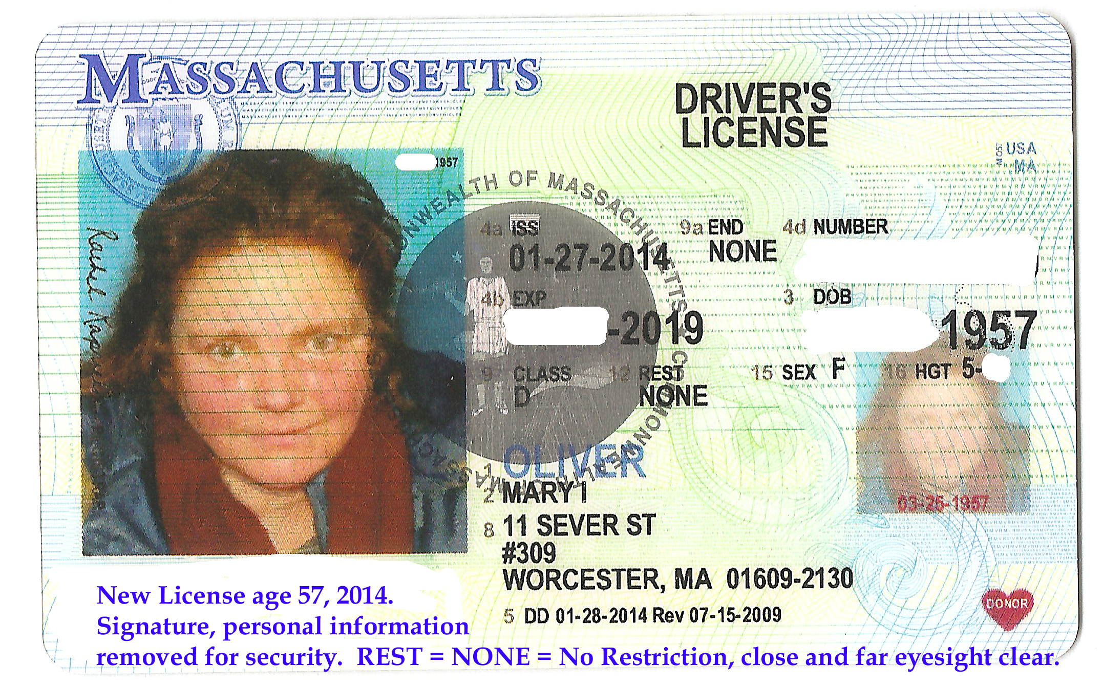 New License Feb., 2014. Age 57