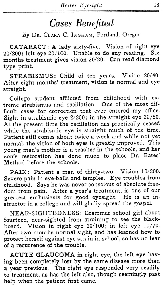 Dr. Clara Cogswell Ingham in Better Eyesight Magazine