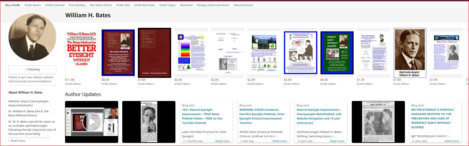 Doctor Bates Amazon Page, Books, Videos...